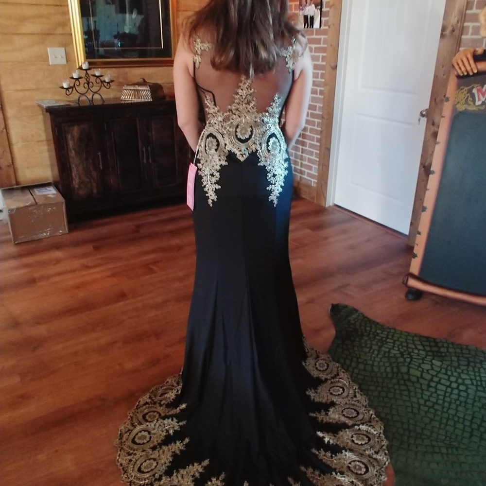 Full length evening gown with train.